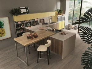 Febal Casa Линейная лакированная кухня с полуостровом