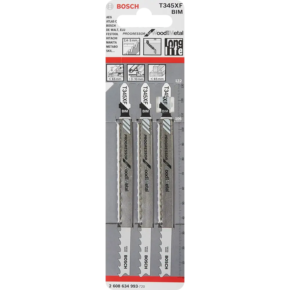 Набор пилок для лобзика по дереву и металлу Bosch T345XF, 3 шт. 82491445 STLM-2131779 BOSCH PROFESSIONAL  - Вид №3