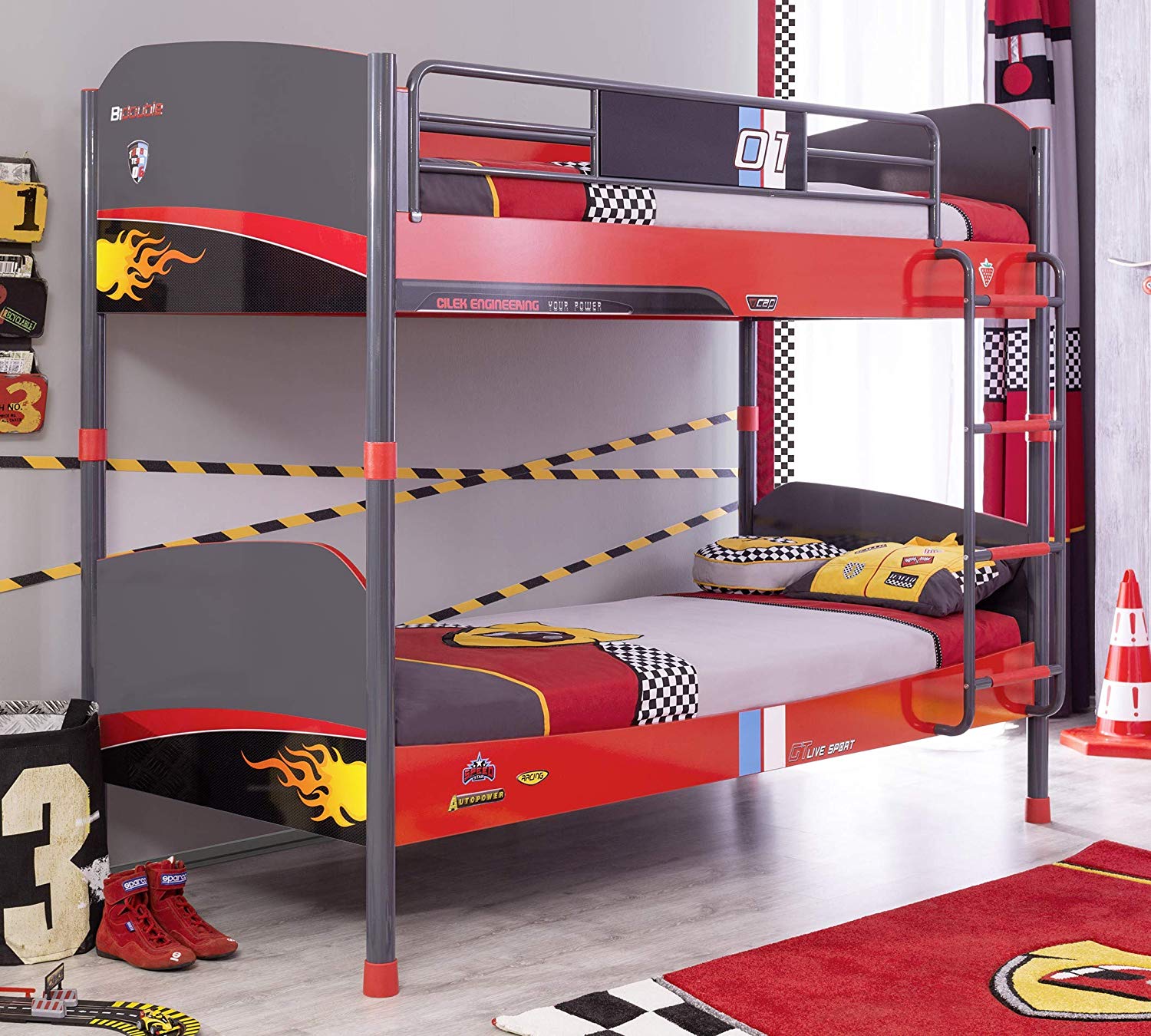 Детская двухъярусная кровать 90х200 см черная Champion Racer CILEK CHAMPION RACER 00-3832152 Черный;красный Santreyd  - Вид №3