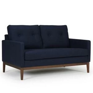 Диван двухместный Finn 01, дуб/орех, темно-голубой