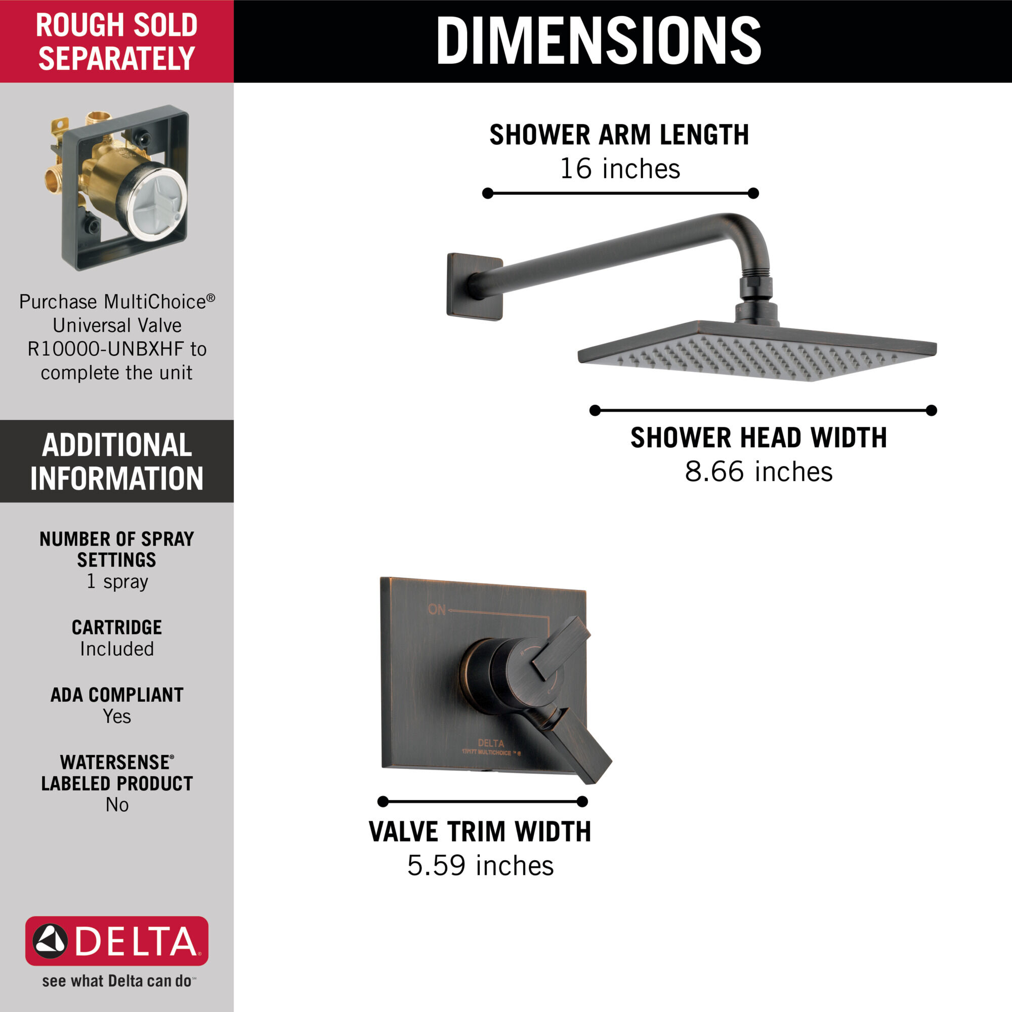 T17253-RB Облицовка для душа Monitor® серии 17 Delta Faucet Vero Венецианская бронза - Вид №1
