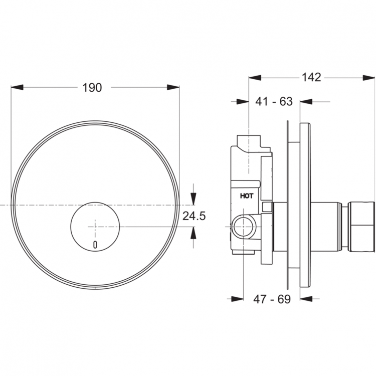 B8300AA Встраиваемый нажимной кран для писсуара Ideal Standard CERAPLUS - Вид №1