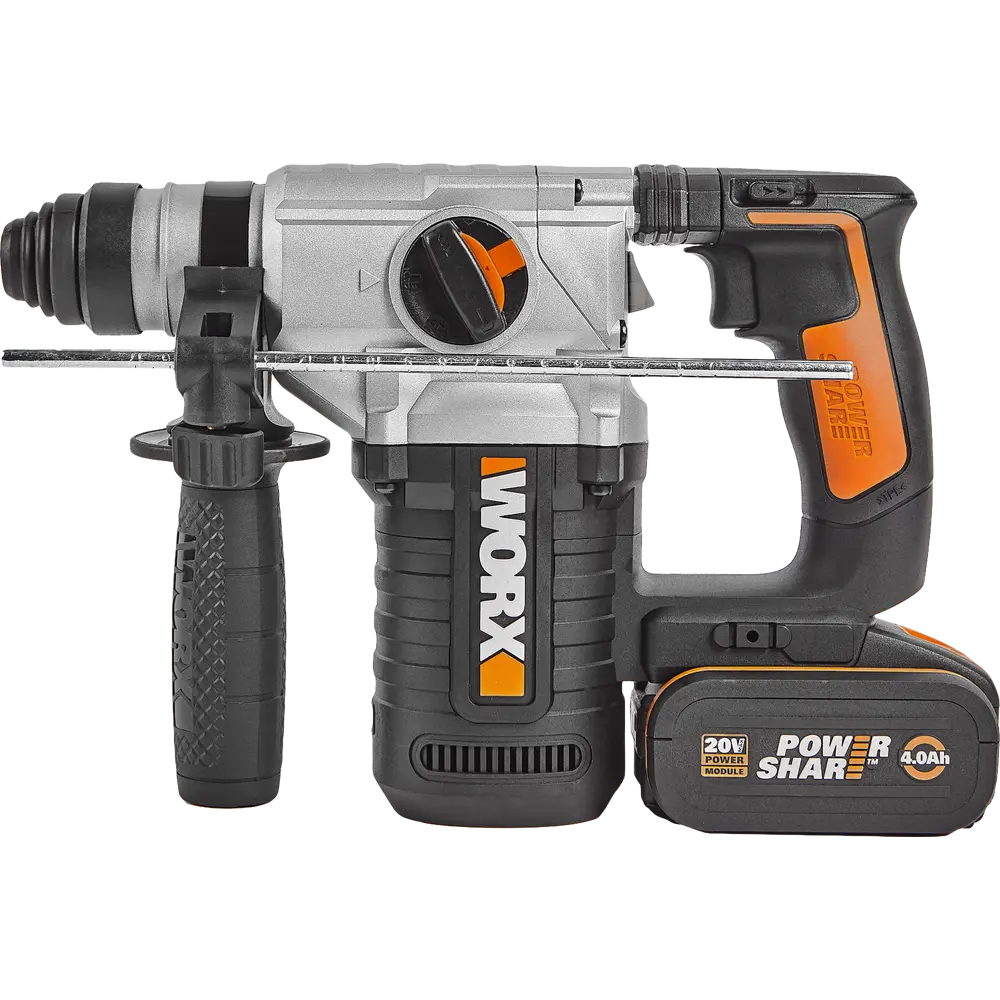 Перфоратор аккумуляторный SDS-plus Worx WX392, 20 В Li-ion 2x4 Ач, 2.2 Дж 82342466 STLM-2159529  - Вид №1