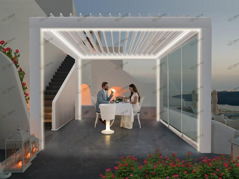 BT Group Алюминиевая пергола с регулируемыми жалюзи и подсветкой sun-id-1499771