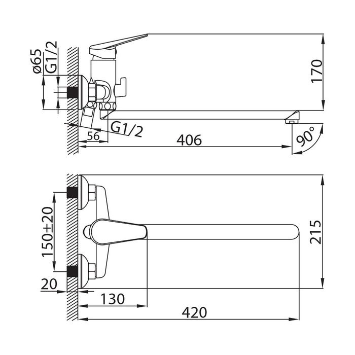 HUDSBLCM10 Milardo Hudson Смеситель для ванны с длинным изливом Hudson Россия - Вид №8