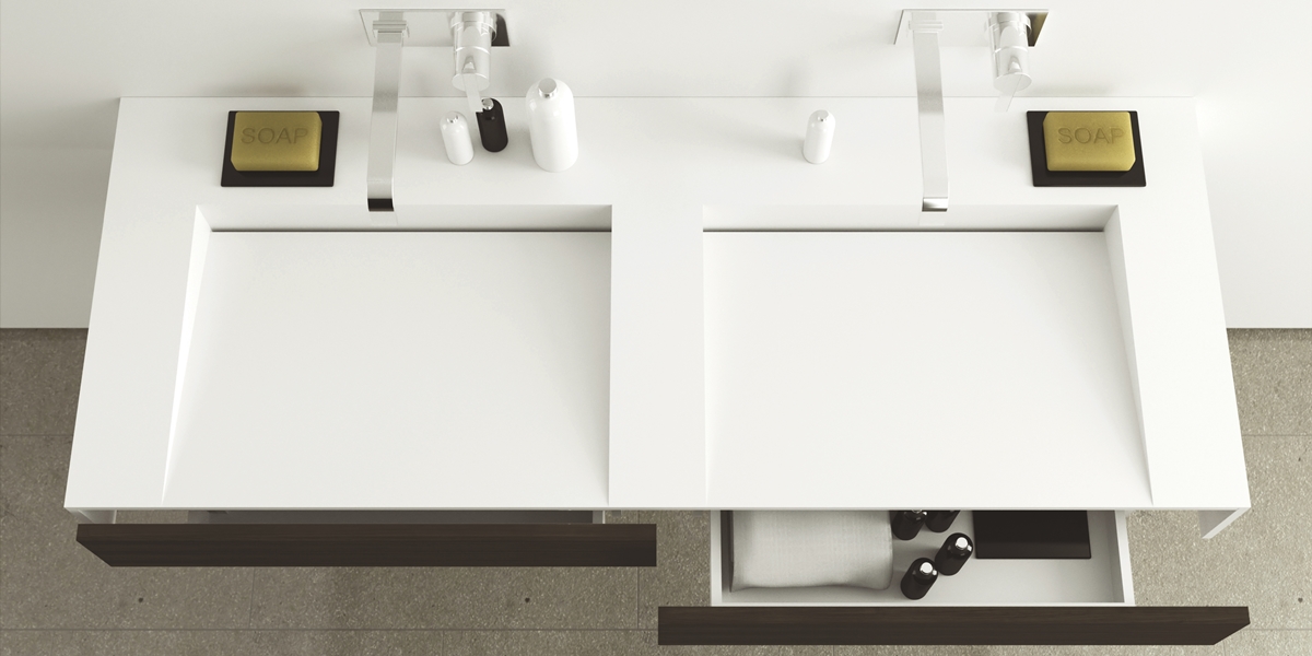 Moma Design Раковина двойная с выдвижными ящиками Planar Module Slim 1600 белая SW4552160 - Вид №1