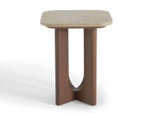 Деревянный квадратный журнальный столик с травертиновым верхом