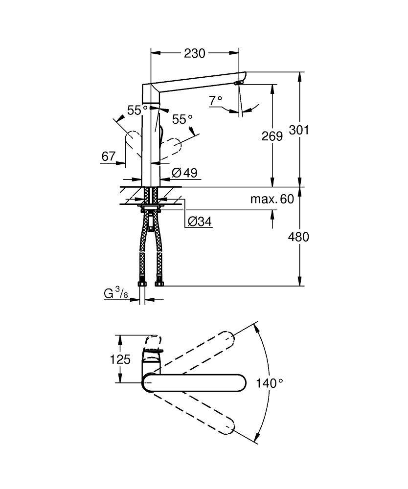 32175000 Смеситель для кухни Grohe K7 хром - Вид №1
