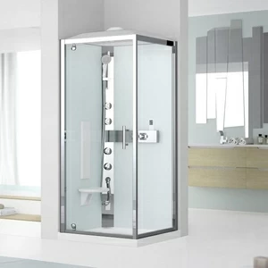 Novellini. Душевая кабина термостатическая 80x80 GF80 HYDROMASSAGE с высоким душевым поддоном и крышей с парогенератором GLAX 3