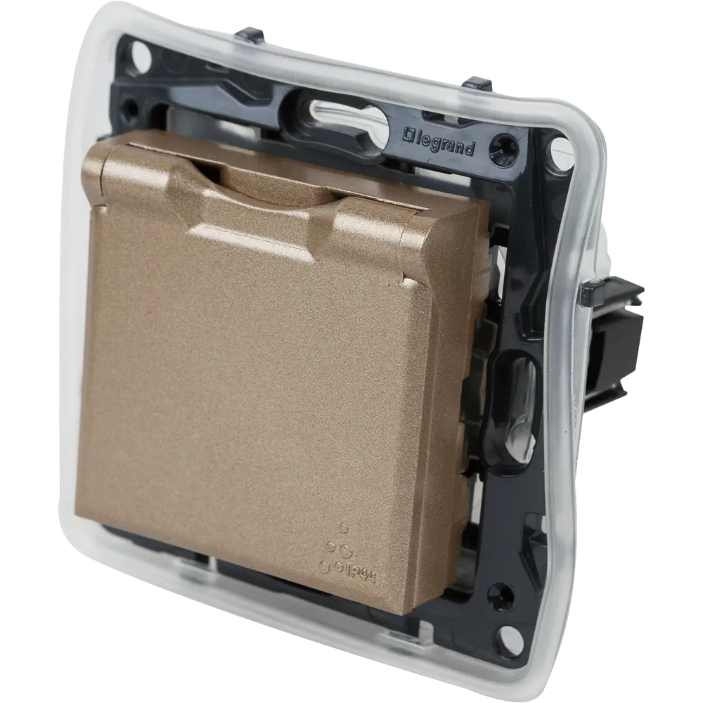 Розетка с заземлением IP44 - Legrand Structura - со шторками с защитной крышкой 16А 250В винтовые зажимы - шампань 82064626 STLM-2180648 - Вид №2
