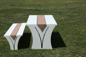 Прямоугольный стол для общественных мест из стали и дерева