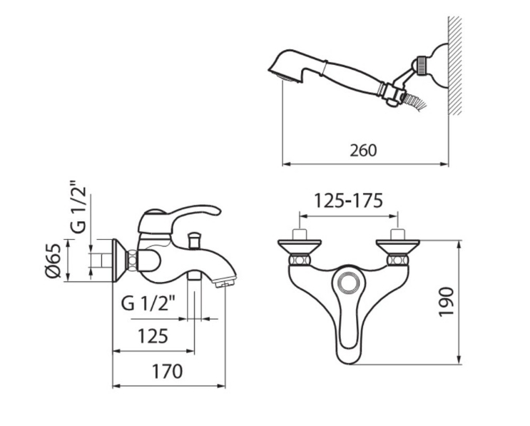 AU850101015(153) Смеситель для ванны и душа , хром Webert Aurora - Вид №1