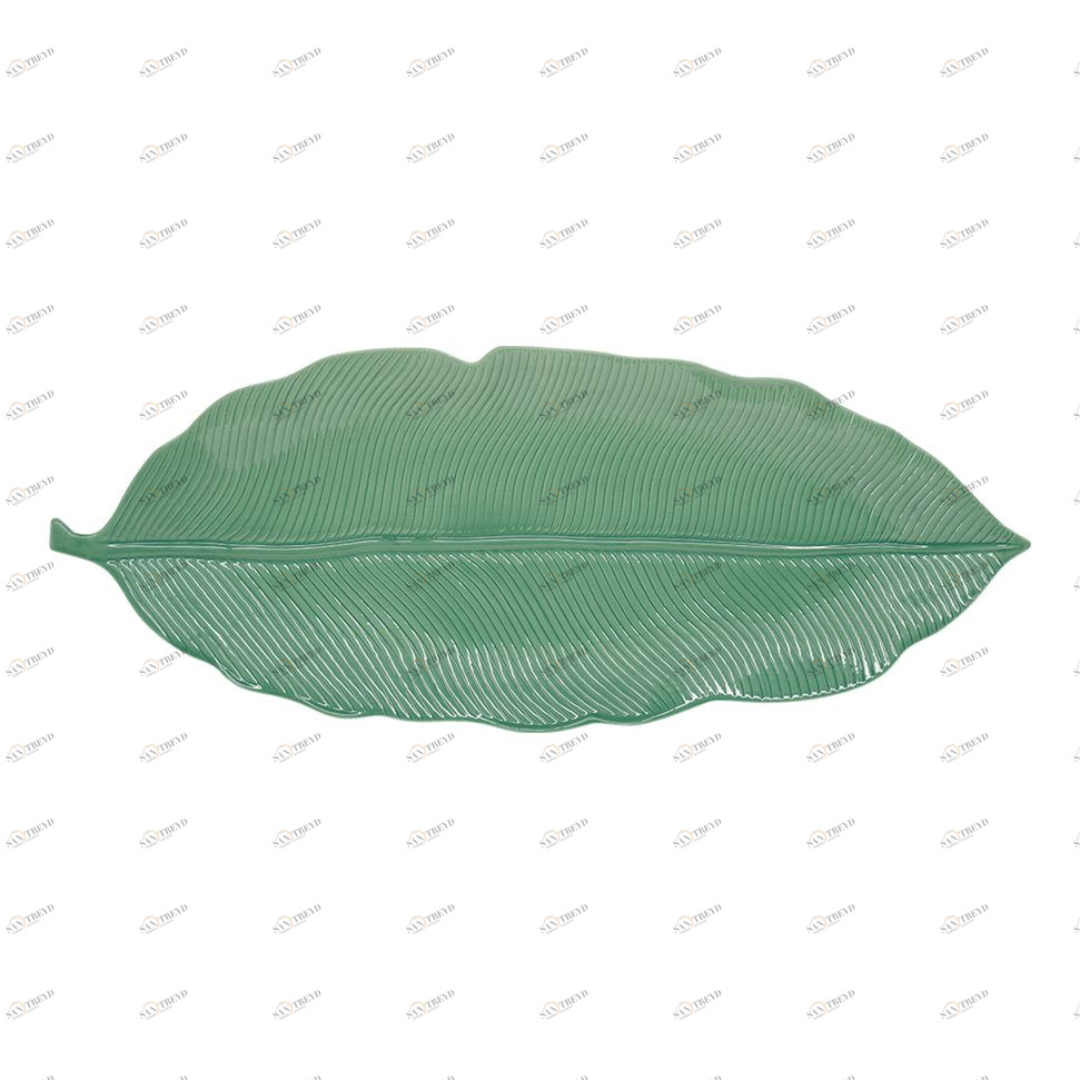 Блюдо фарфоровое сервировочное 47х16 см светло-зеленое "Мадагаскар" EASY LIFE МАДАГАСКАР 00-3947033 Зеленый 