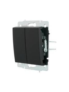 RAIN Выключатель двойной (механизм) без рамки черный