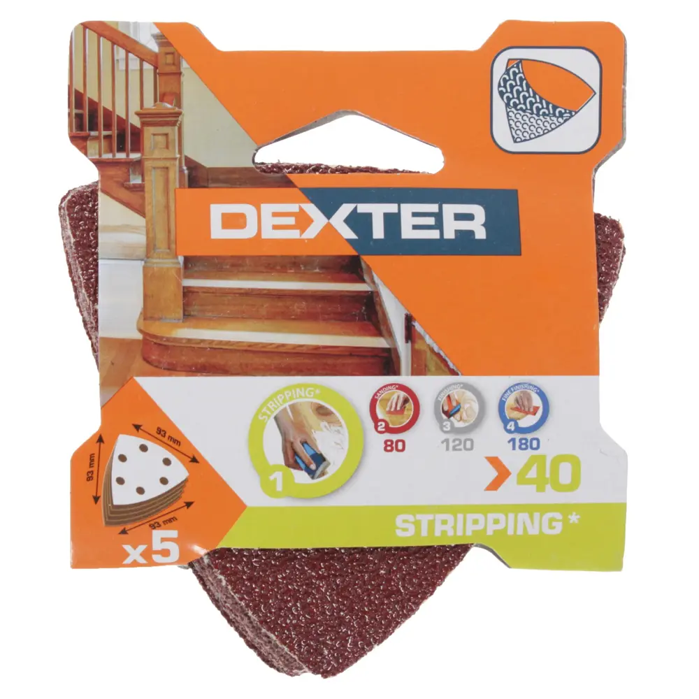 DEXTER P40 - Шлифовальные листы для труднодоступных мест 93х93 мм 18784051 STLM-0012692 - Вид №2