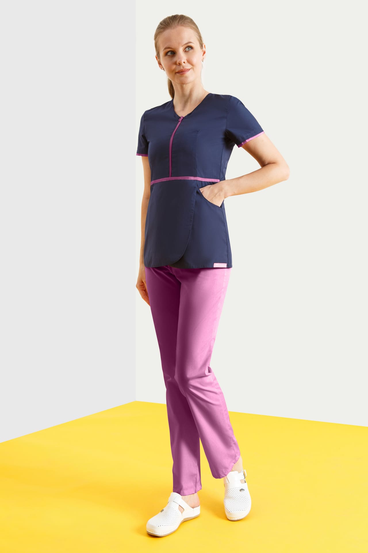 4958854 Костюм Сакура темно-синий с розовым  Медицинская одежда  размер 50 Спецодежда  - Вид №6