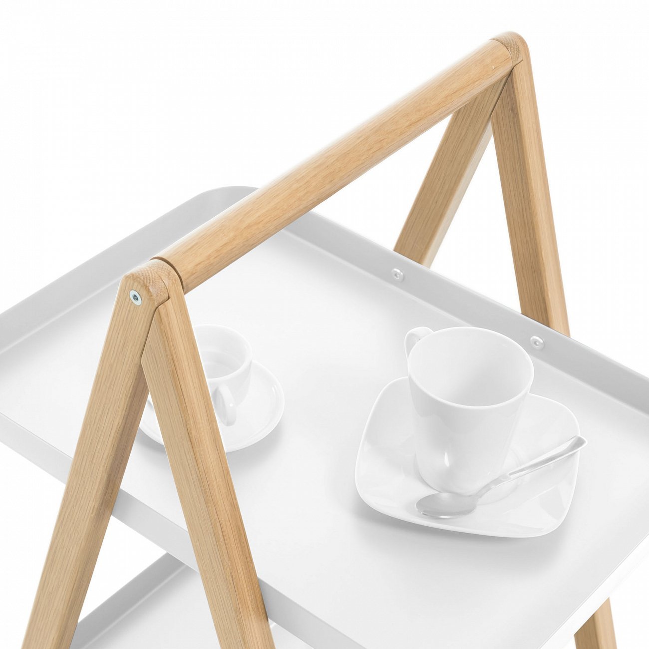 Столик сервировочный на колесиках с 2 подносами белый Rowley Sundial от La Forma LA FORMA ROWLEY 345057 Бежевый;белый  - Вид №2