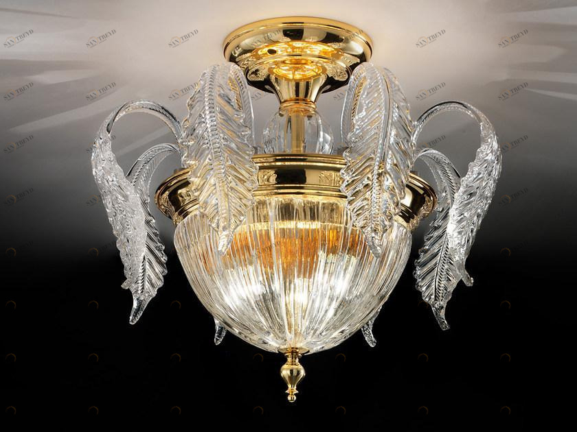Masiero Потолочный светильник накаливания из дутого стекла с кристаллами Glass sun-id-1434141
