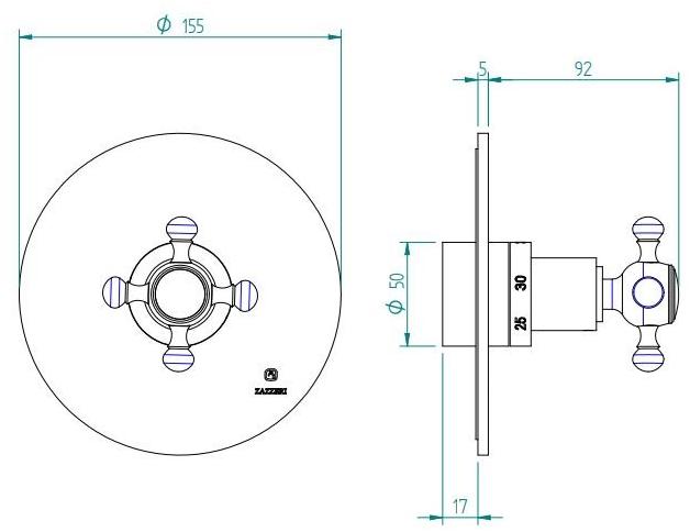 ZAZZERI Смеситель для душа на 3 отверстия Kent sun-id-1445572 - Вид №1