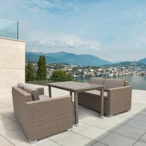 Мебель из ротанга, стол и диваны светло-коричневые на 4 персоны AFINA  241110 Коричневый