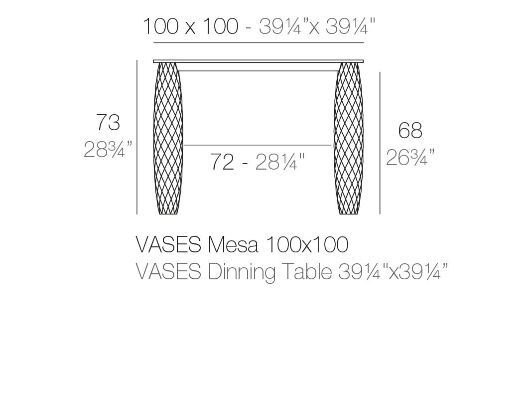 Квадратный садовый стол в HPL Vondom Vases ARCH-00121020 - Вид №2