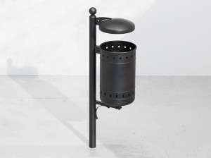 Наружная металлическая корзина для мусора с крышкой