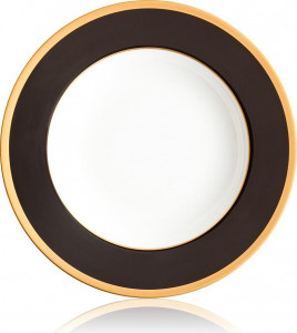 64609 Haviland Тарелка суповая 24см "Китайский лак, золотой кант" Фарфор