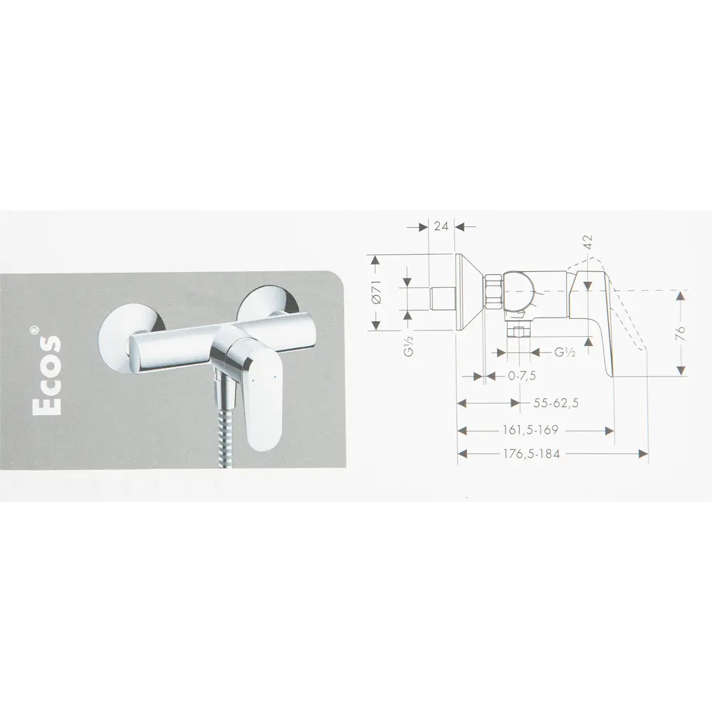 Смеситель для душа Hansgrohe HG Ecos, однорычажный, цвет хром 12824170 STLM-2023575 - Вид №6