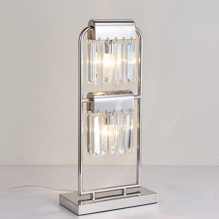 Настольная лампа с хрустальными подвесками двойная хром Newport 4202/T NEWPORT ИНТЕРЬЕРНЫЕ 00-3889202 Прозрачный;хром  - Вид №1