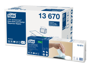 1367042 Экстрамягкие белые диспенсерные салфетки Xpressnap® с декором в виде листьев Tork