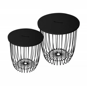 Журнальные столики круглые черные 2 штуки Easy BRADEX HOME  00-3973987 Черный