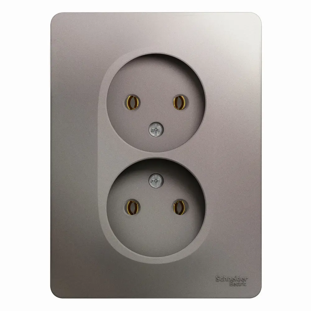 Розетка двойная встраиваемая Systeme Electric Glossa цвет платина 89365959 STLM-2163107