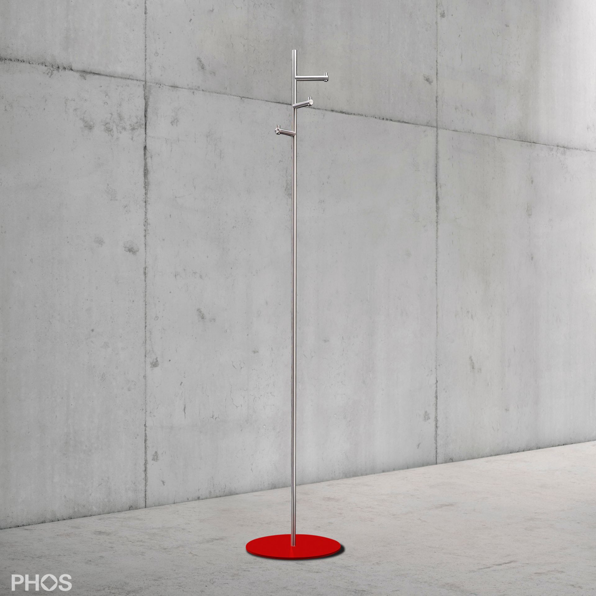 GSTH3S-BPR Вешалка для одежды с 3 крючками, основание: красное. PHOS  - Вид №1