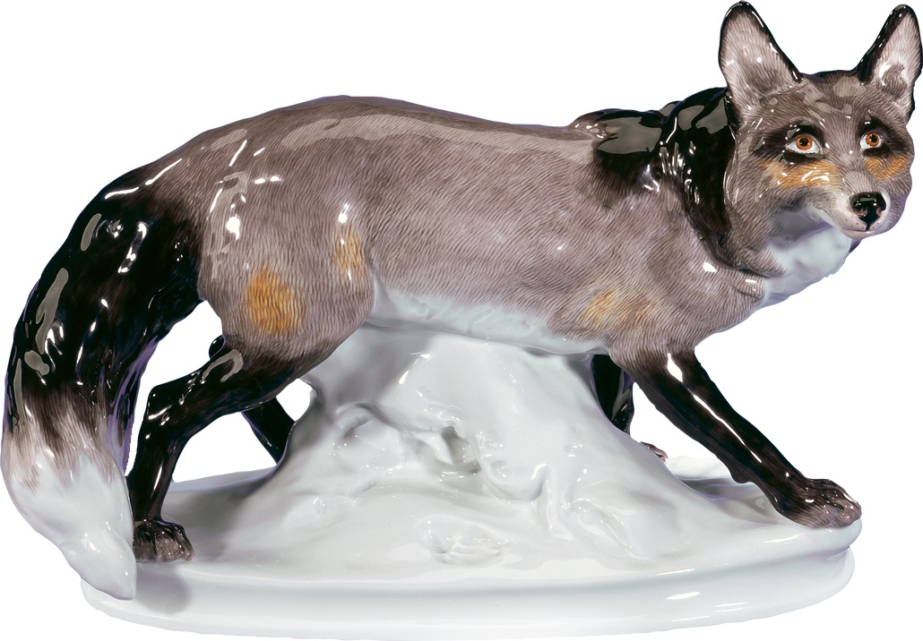 91597 Meissen Фигурка 16см "Чернобурая лисица" (Эрих Хёзель, 1928г.) Фарфор 