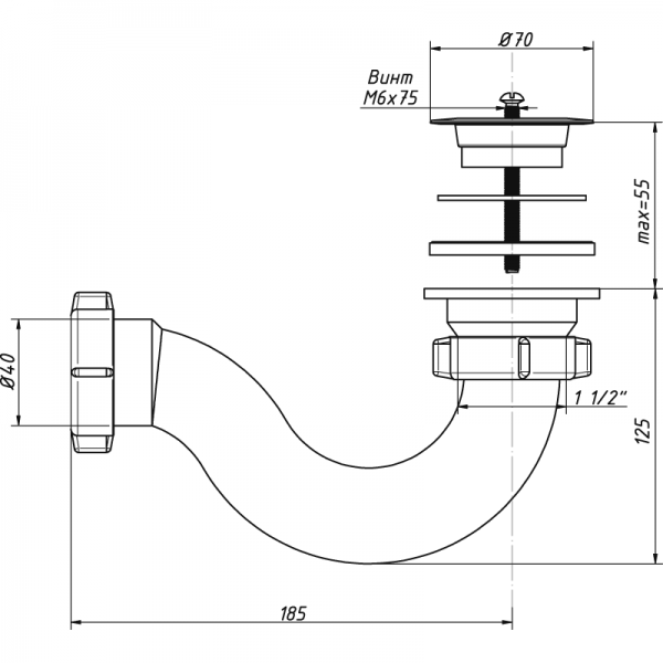Сифон для душ.поддона 1 1/2 40 (вып.пл.) А-7258 (О) А-7258 ОРИО 151637 - Вид №1