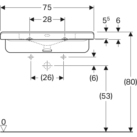 128662000 Раковина Geberit Renova Comfort Square, безбарьерная Geberit  - Вид №27