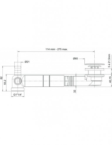 609100 045 00  Комплект для слива для раковины TBXP, сверхплоский, с фиксированным клапаном, h. 40 мм, двухкомпонентная нержавеющая сталь Valentin Хром  - Вид №4