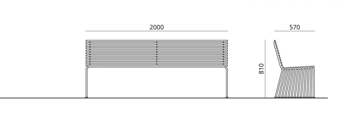 Металлическая скамья со спинкой Urbantime Zeroиндексы.015 ARCH-00027455 - Вид №6