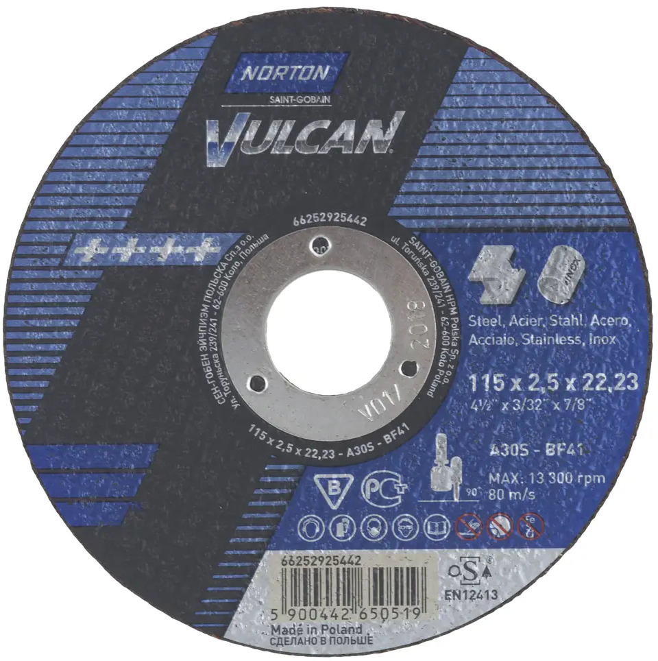 NORTON VULCAN - Отрезной диск 115 мм для стали и нержавейки 13921079