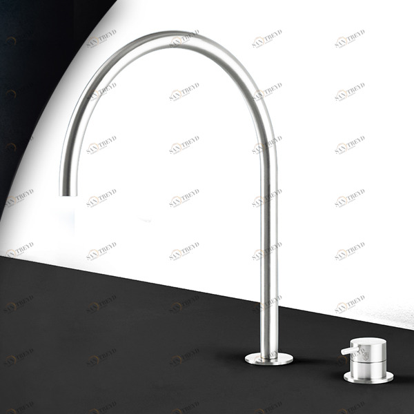 Смеситель для раковины сталь глянцевая с белой ручкой Toki Radomonte TKI33LCIL21