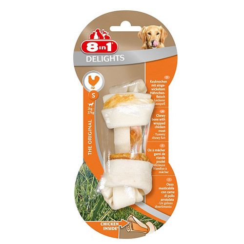 Т0043077 Лакомство для собак DELIGHTS S Косточка для мелких и средних пород 11см 8 in 1 8 in 1 Pets 