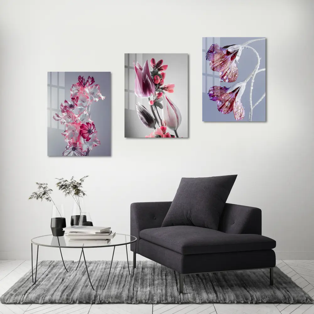 Картина на стекле "Цветы светло-серые" 60x80 см 82924205 STLM-2138079 ARTABOSKO  - Вид №5