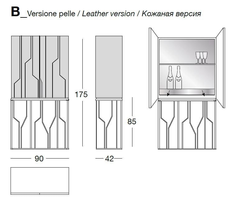 Кожаный барный шкаф со встроенным освещением Longhi Loveluxe 2017-Essence collection ARCH-00031298 - Вид №3