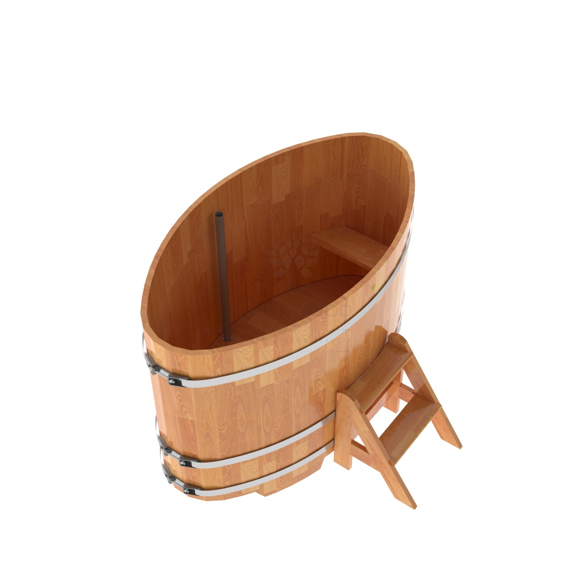 1512 Купель овальная из сращенных ламелей лиственницы 0,92х1,66х1,1 натуральная Alyarus  - Вид №1