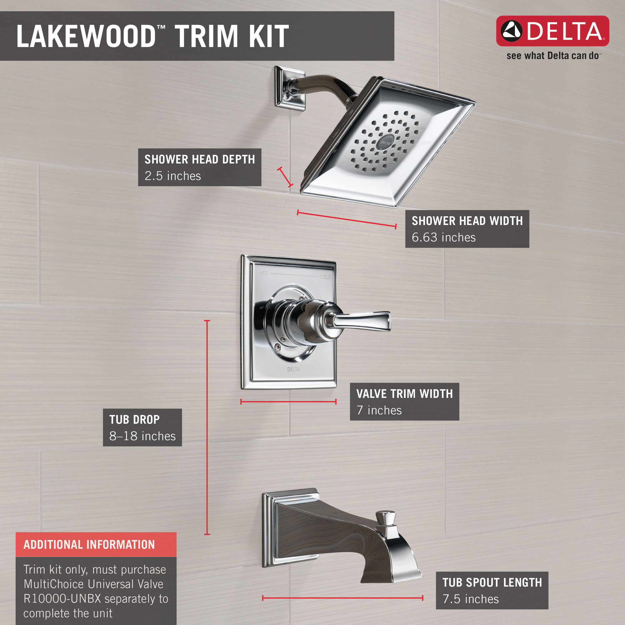 144718 Для ванны и душа Monitor® серии 14 Delta Faucet Lakewood Хром - Вид №1