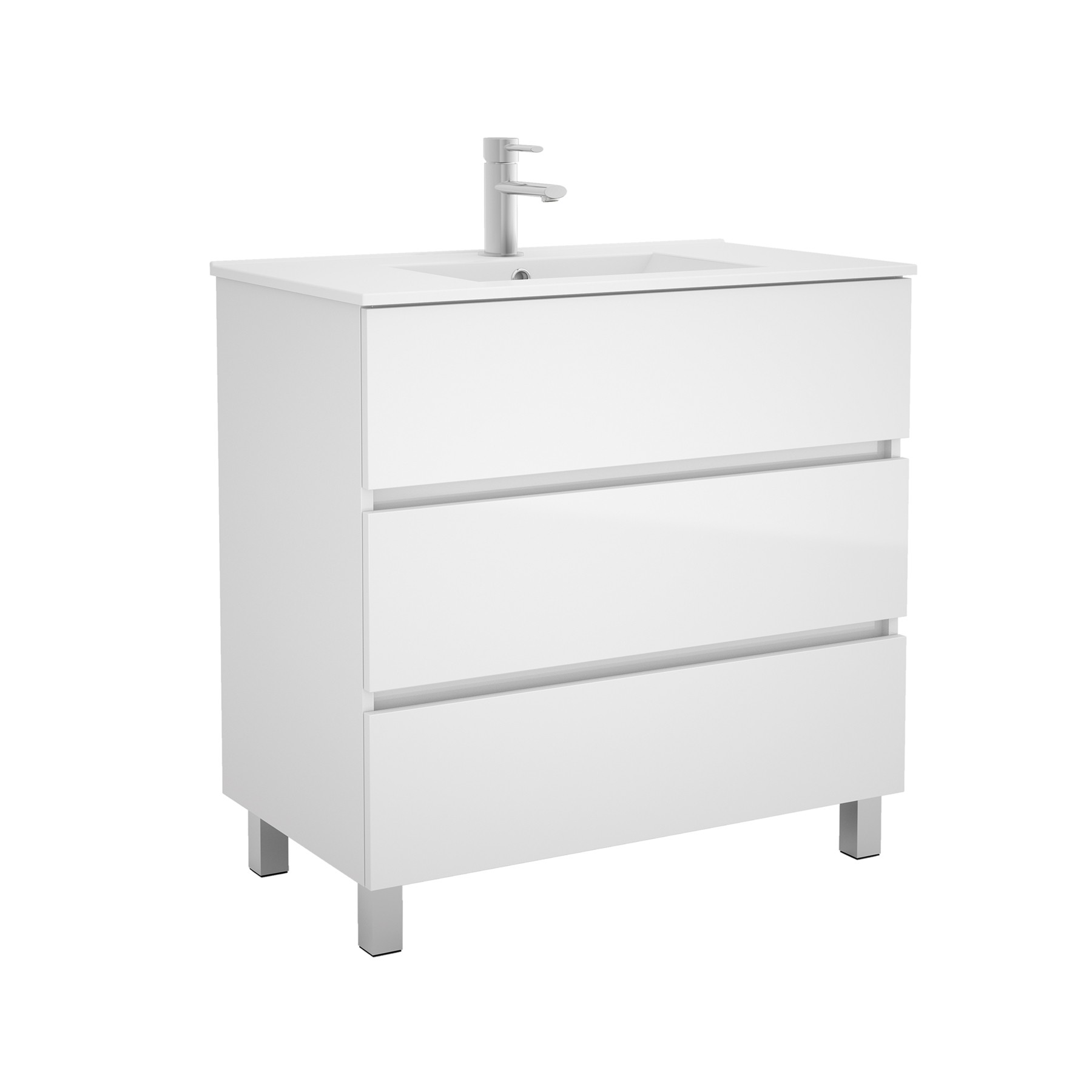 26567 SALGAR Мебель для умывальника FUSSION LINE 900 3 ящика GLOSS WHITE 897 x 868 x 450 мм Глянцевый белый - Вид №1