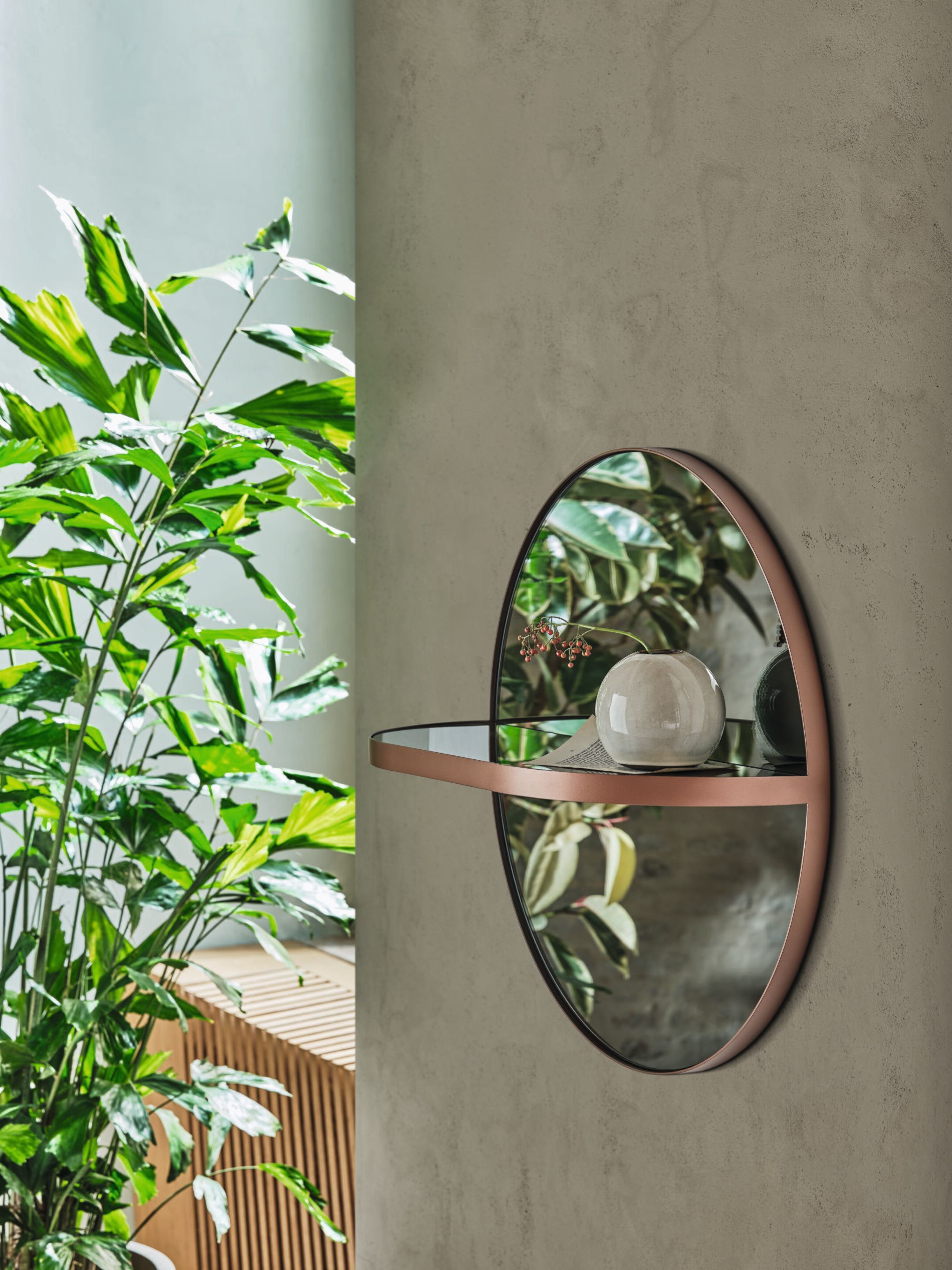 Настенное зеркало со стальной рамой и полкой Bontempi Casa PILL ARCH-00098858 - Вид №4