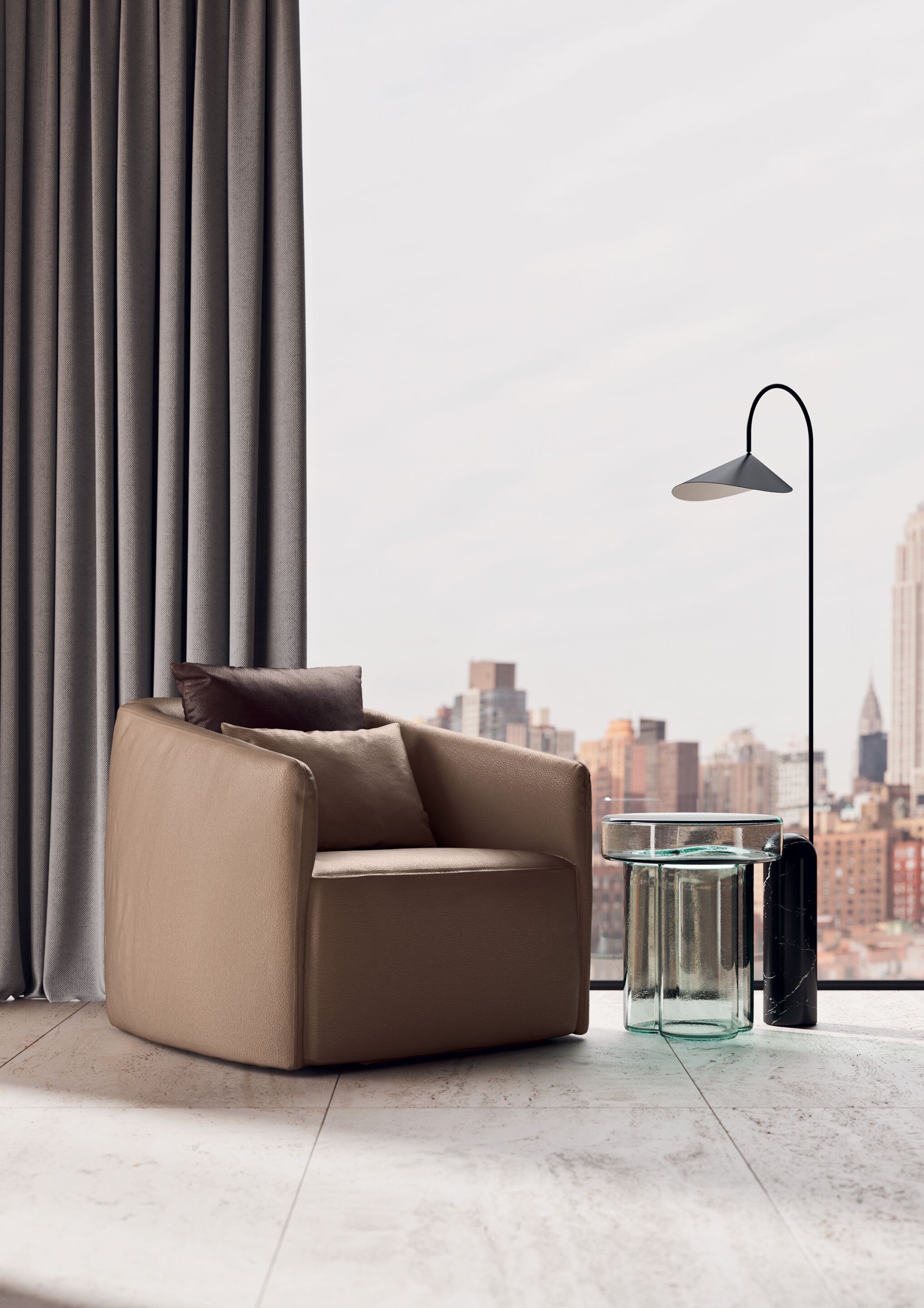 Кожаное вращающееся кресло с подлокотниками Kico Living Complements ARCH-00022741 - Вид №2