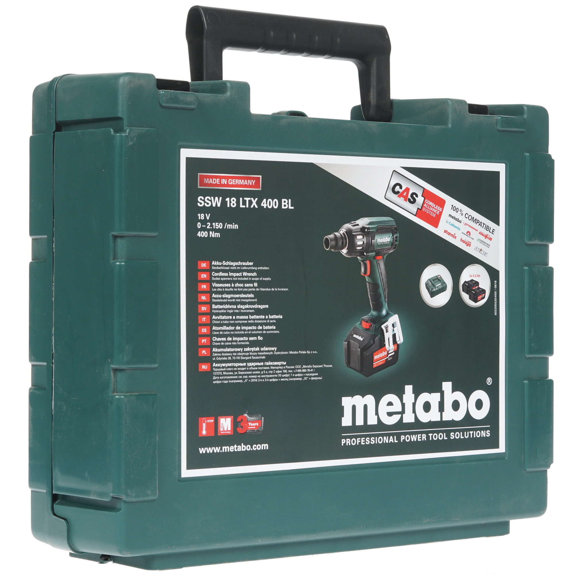 Гайковерт Metabo SSW 18 LTX 400 BL CAS 18V 1150814 STDN-0013818 - Вид №6