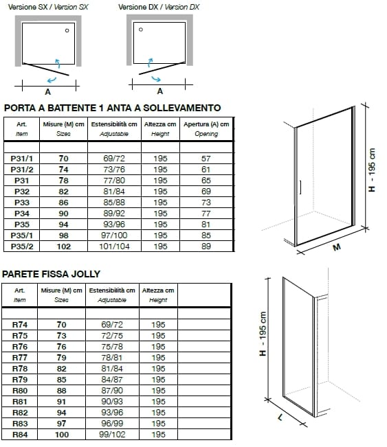 Хрустальная ниша душевая кабина с распашной дверью Metidea платина ARCH-00114252